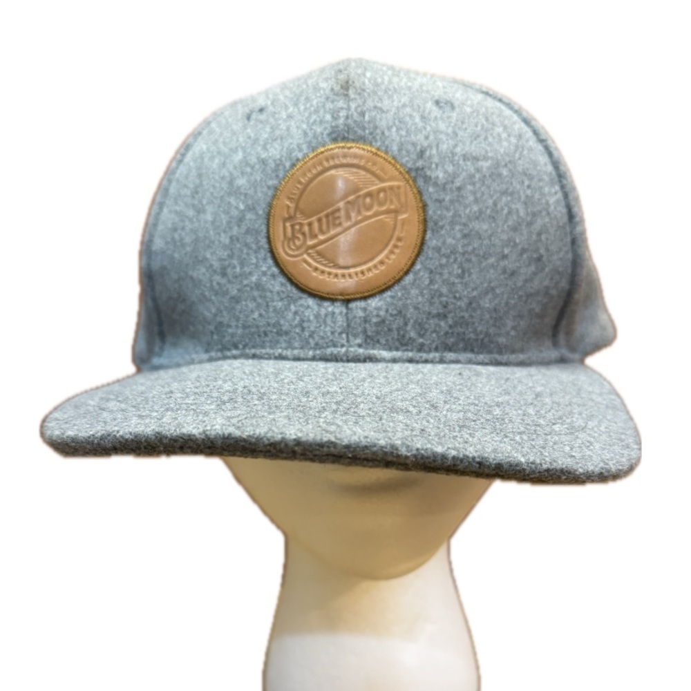 Blue Moon Brewing Co Signature Leather Patch Grey Wool Cap Adjustable Acme